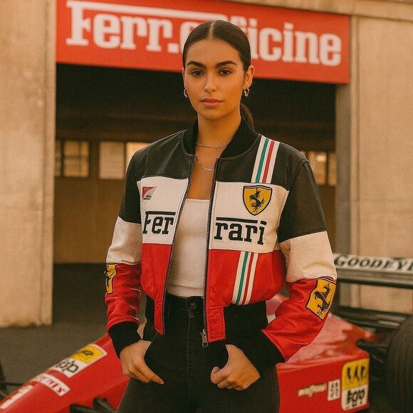 Red Jacket Jackets & Blazers - Vintage Ferrari Racing Leather Bomber Jacket Women Red Formula 1  – Size XS/S